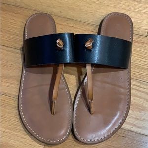 Black and Tan slip on sandal